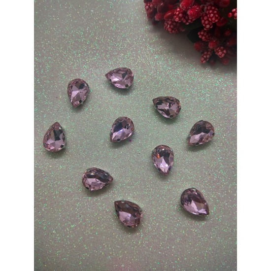 Стразы в цапах "Капля" цв. розовый, цена за 1 шт